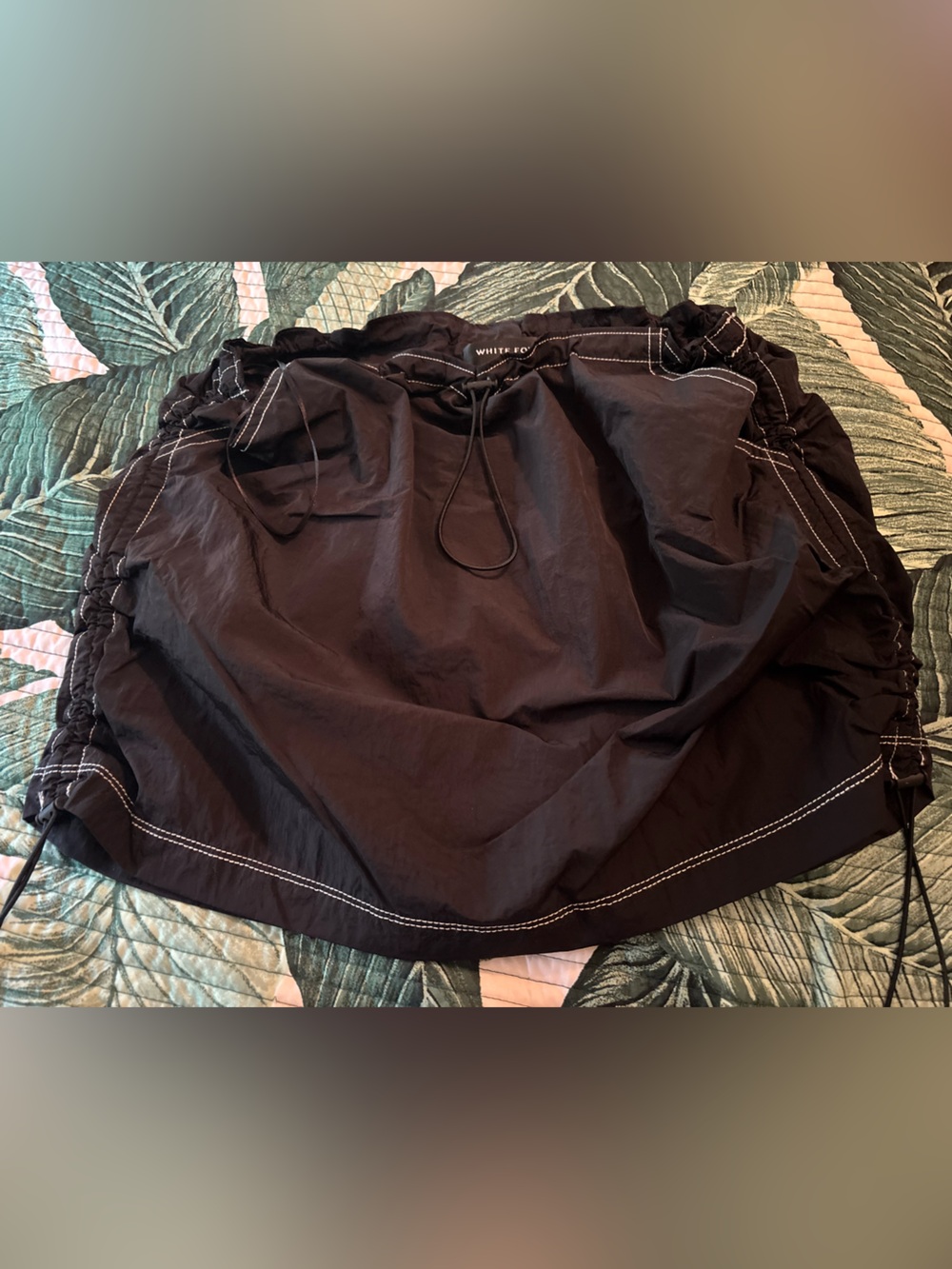 White fox Black Drawstring Mini Skirt